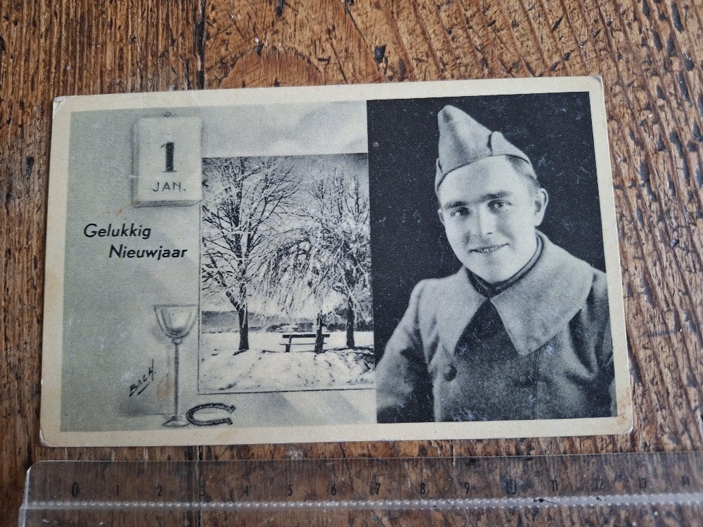 soldaat mobilisatie ansichtkaart jaren 30? 40?, Ophalen of Verzenden, Landmacht, Nederland, Foto of Poster