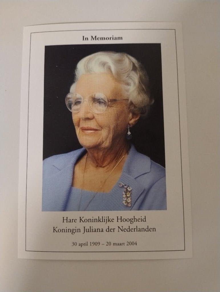In memoriam hkh koningin Juliana kaart, Ophalen of Verzenden, Zo goed als nieuw, Nederland, Kaart, Foto of Prent