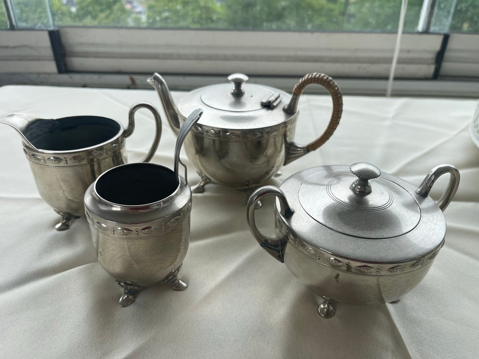 Verzilverd theeservies van Kurz & Co Tiel, 1698 1/2, Ophalen of Verzenden, Zilver