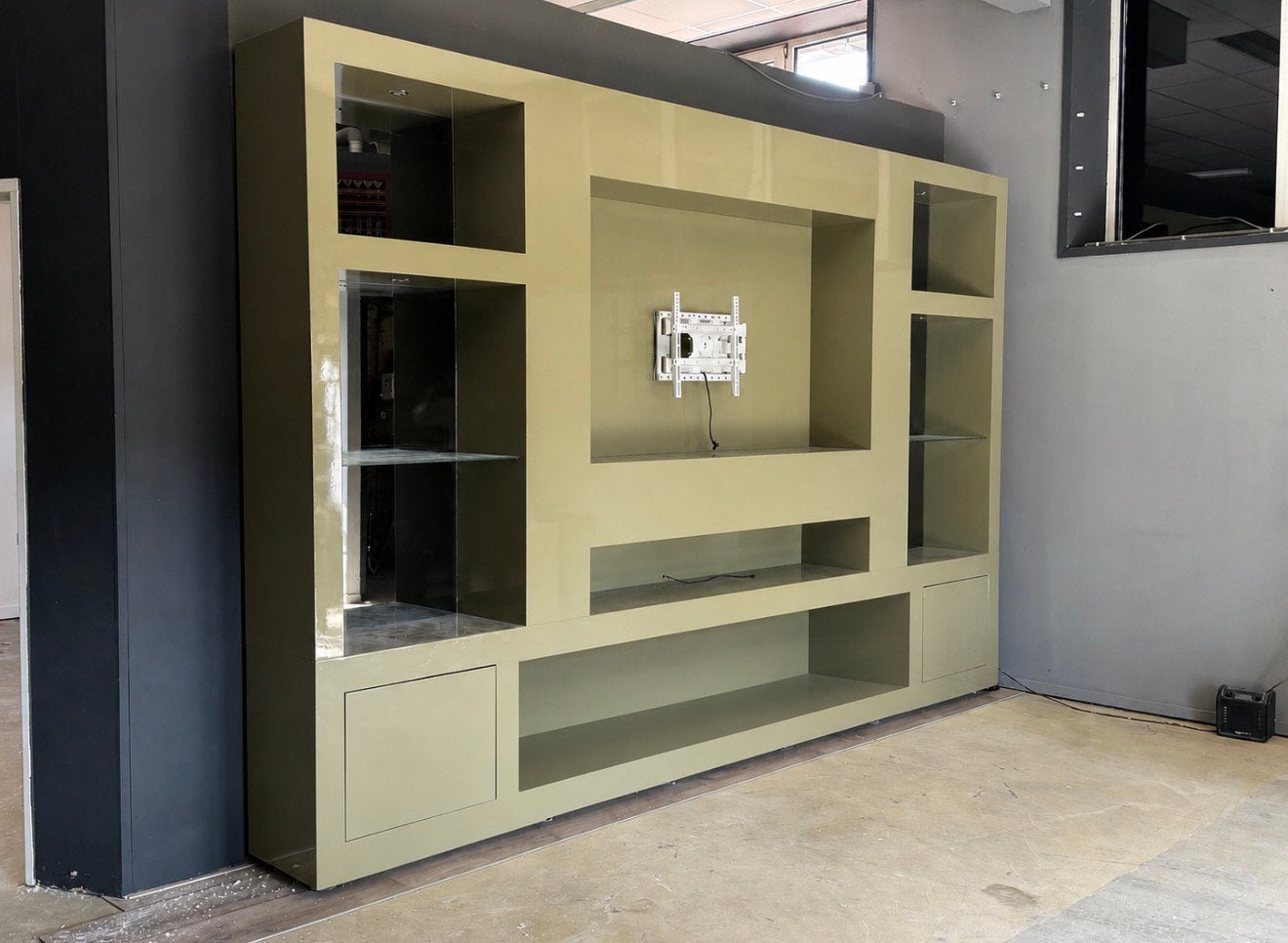 2-delige TV-wandmeubel opbergruimte 400x250 tv meubel kast, Ophalen, Overige materialen, Gebruikt, 200 cm of meer