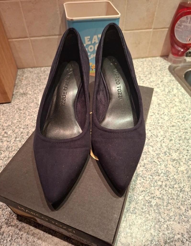 Nette hakken, Schoenen met lage hakken, Blauw, Marco Tozzi, Ophalen of Verzenden