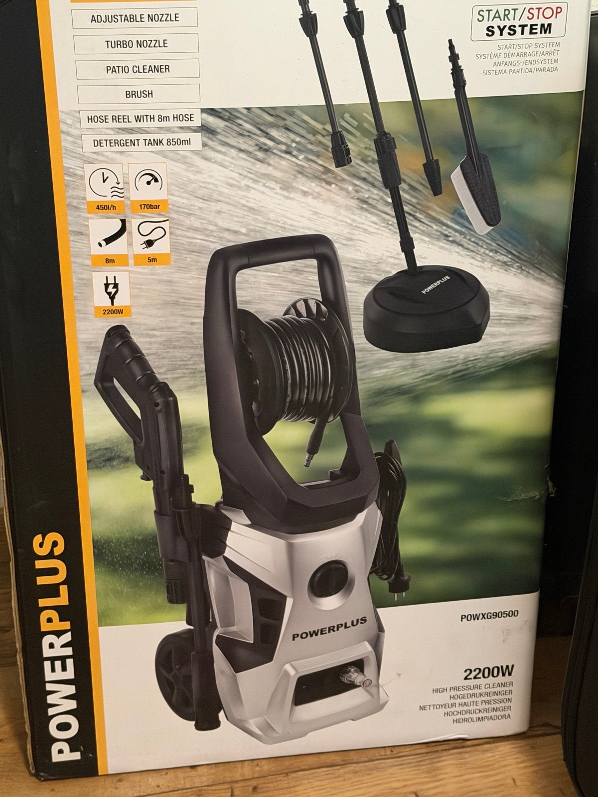 Powerplus Hogedrukreiniger 2200W met Start/Stop Systeem, Tuin en Terras, Hogedrukreinigers, Nieuw, Elektrisch, Met autostop en -start