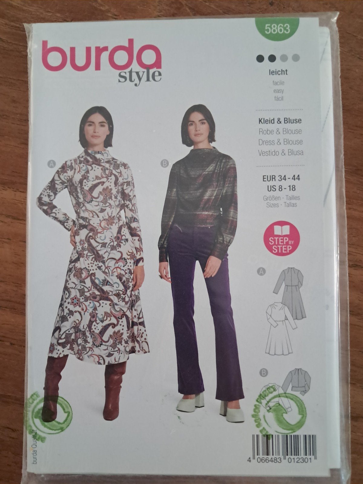 Burda 5863 naaipatroon voor jurk en blouse, Ophalen of Verzenden, Nieuw, Vrouw, Burda
