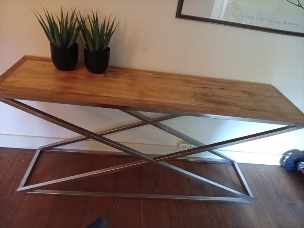 side table /.dressoir chique strak modern, Ophalen of Verzenden, Rechthoekig, Metaal, 150 tot 200 cm