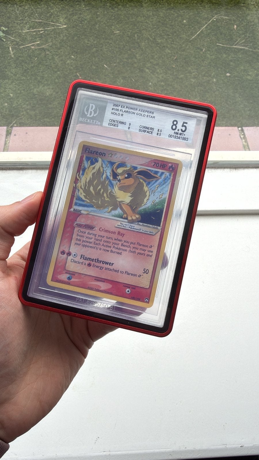 Flareon Gold Star #100 EX Power Keepers BGS 8.5 Pokémon Kaar, Ophalen of Verzenden, Zo goed als nieuw, Losse kaart, Foil