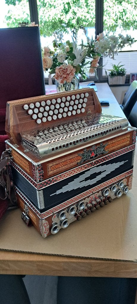 Prachtige Strasser Steirische Harmonica (4-rijer, 15 bassen), Overige formaten, Met koffer, Zo goed als nieuw, Knopaccordeon