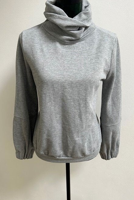 Z.G.A.N! Benetton trui sweater met col & pofmouwen grijs S, Verzenden, Benetton, Zo goed als nieuw, Maat 36 (S)