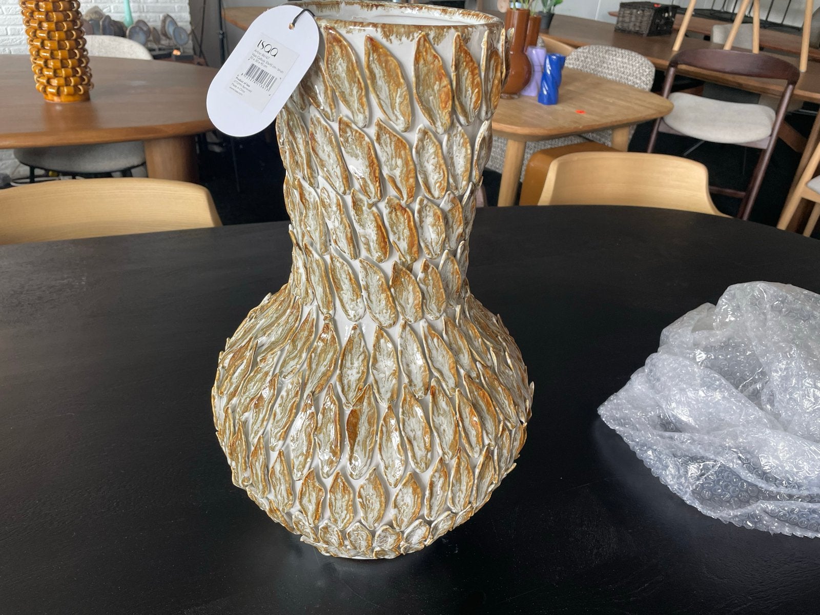 Decoratieve vaas gabula 45x30 met unieke textuur - Nieuw, Beige, 45 cm, Nieuw, Steen/keramiek