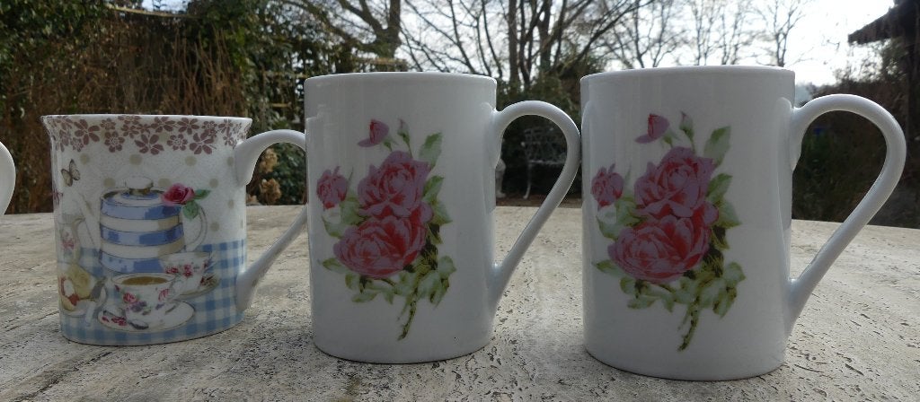 5 Rozen Mokken Redoute Roses The Country Kitchen, Overige merken, Klassiek, Nieuw, Porselein