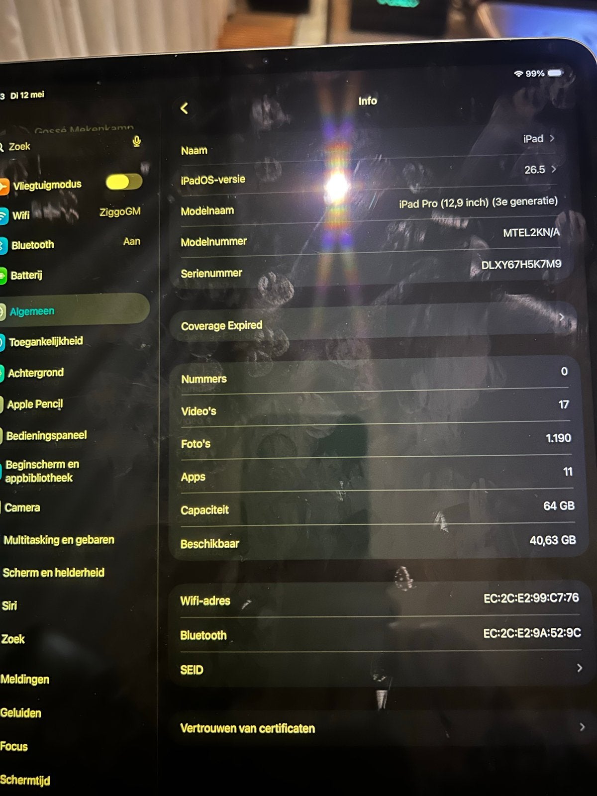 Apple iPad Pro (12,9 inch, 3e generatie) 64GB Wi-Fi, Computers en Software, Apple iPads, Gebruikt, 12 inch, Ophalen of Verzenden