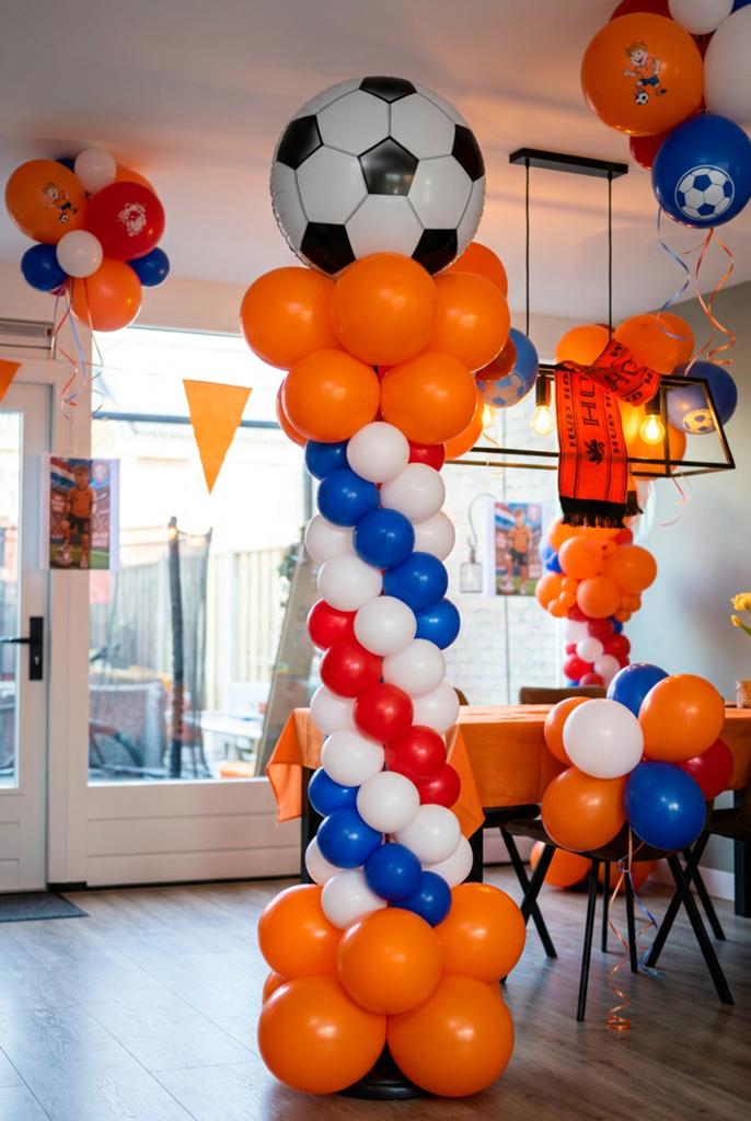 Ballonnen pilaar voetbal Oranje Rood Wit Blauw, Ophalen of Verzenden, Nieuw, Versiering, Verjaardag
