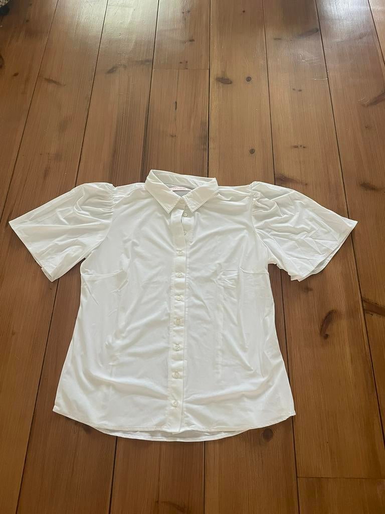 Leuke witte travelstof blouse Studio Anneloes, L, Kleding | Dames, Ophalen of Verzenden, Zo goed als nieuw, Maat 42/44 (L), Wit