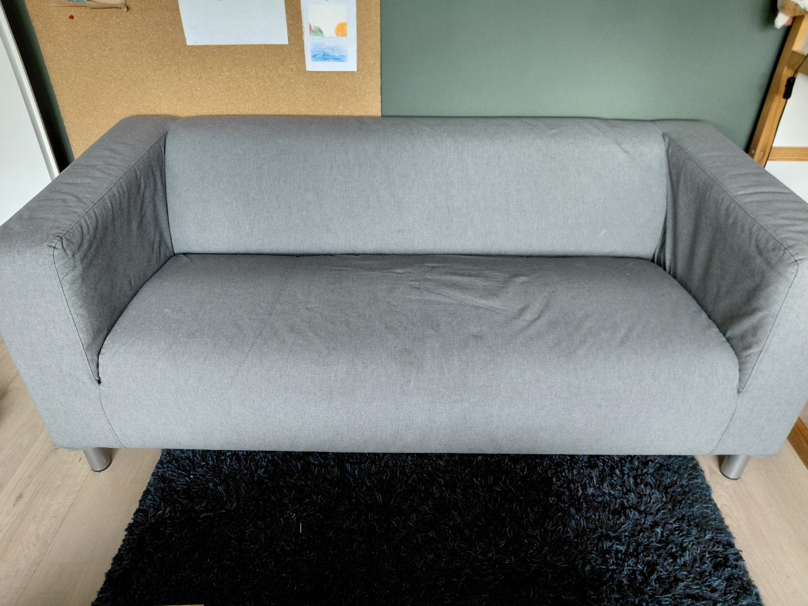 Gratis af te halen Klippan bank met grijze hoes, Ophalen, Gebruikt, 150 tot 200 cm, Tweepersoons