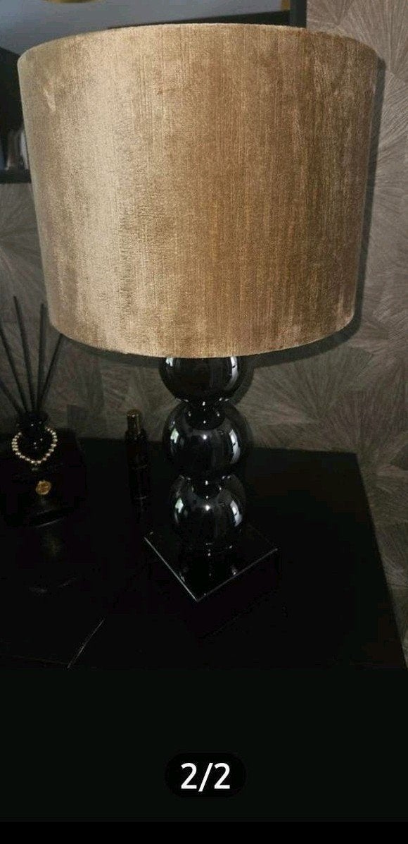 Zwarte schemerlamp met velvet kap, Zwart, Rond, Nieuw, Ophalen of Verzenden