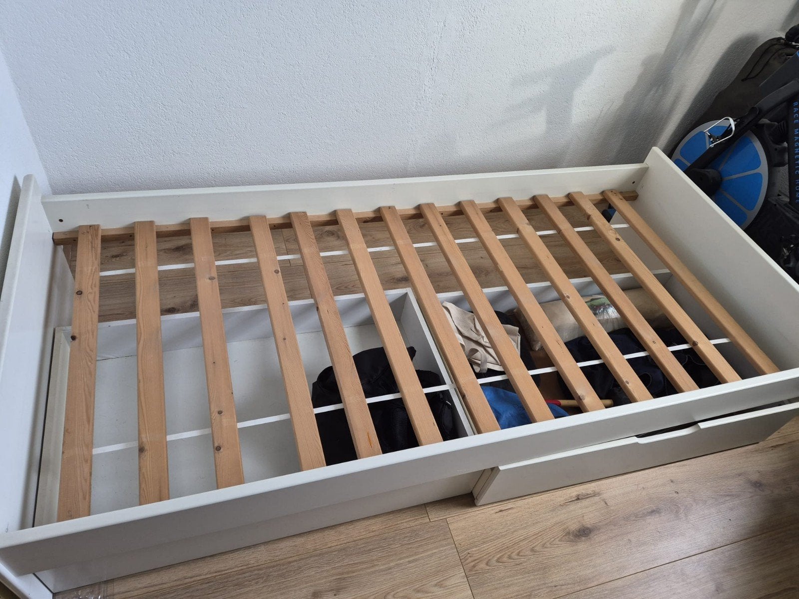 1 persoons bed in inclusief onderlades., Ophalen, Gebruikt, 90 cm, Eenpersoons