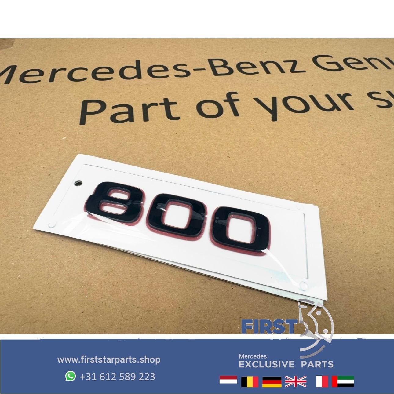 BRABUS 800 ROCKET STICKER LETTERS ZWART / ROOD LOGO ACHTERKL, Gebruikt, -, Ophalen of Verzenden, Achter