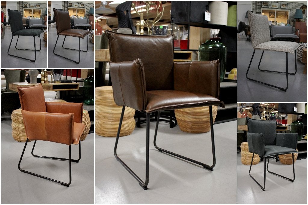 6 x luxe eetkamerstoel Duke Jess design 4 kleuren leer stof, Ophalen, Zo goed als nieuw, Leer, Vijf, Zes of meer stoelen