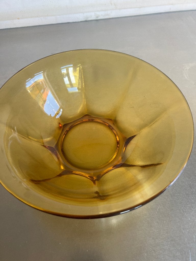 Gele glazen schaal van prachtig amber glas, Ophalen of Verzenden