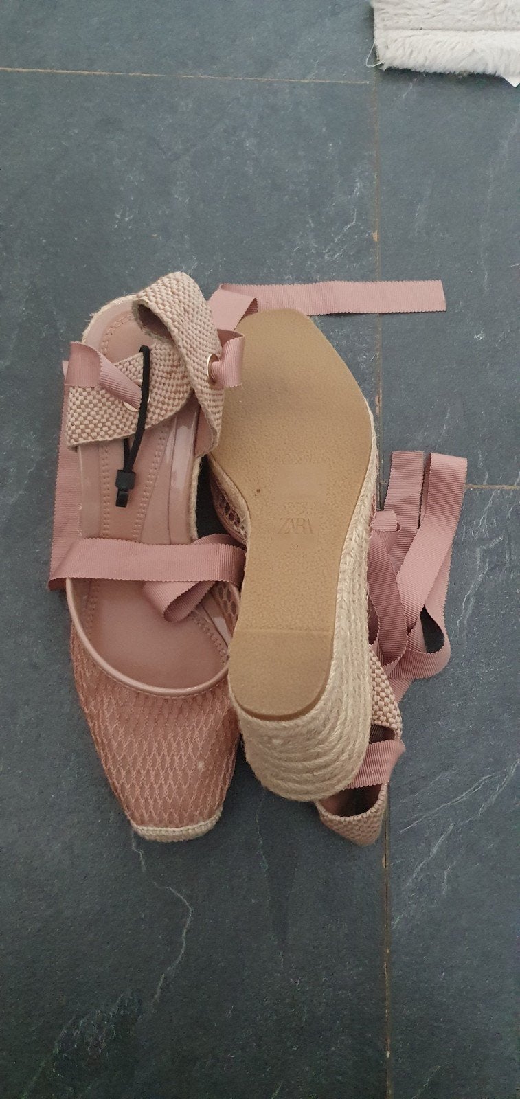 Zara Espadrilles met linten - Roze/Nude, Zara, Nieuw, Ophalen of Verzenden, Espadrilles of Moccasins