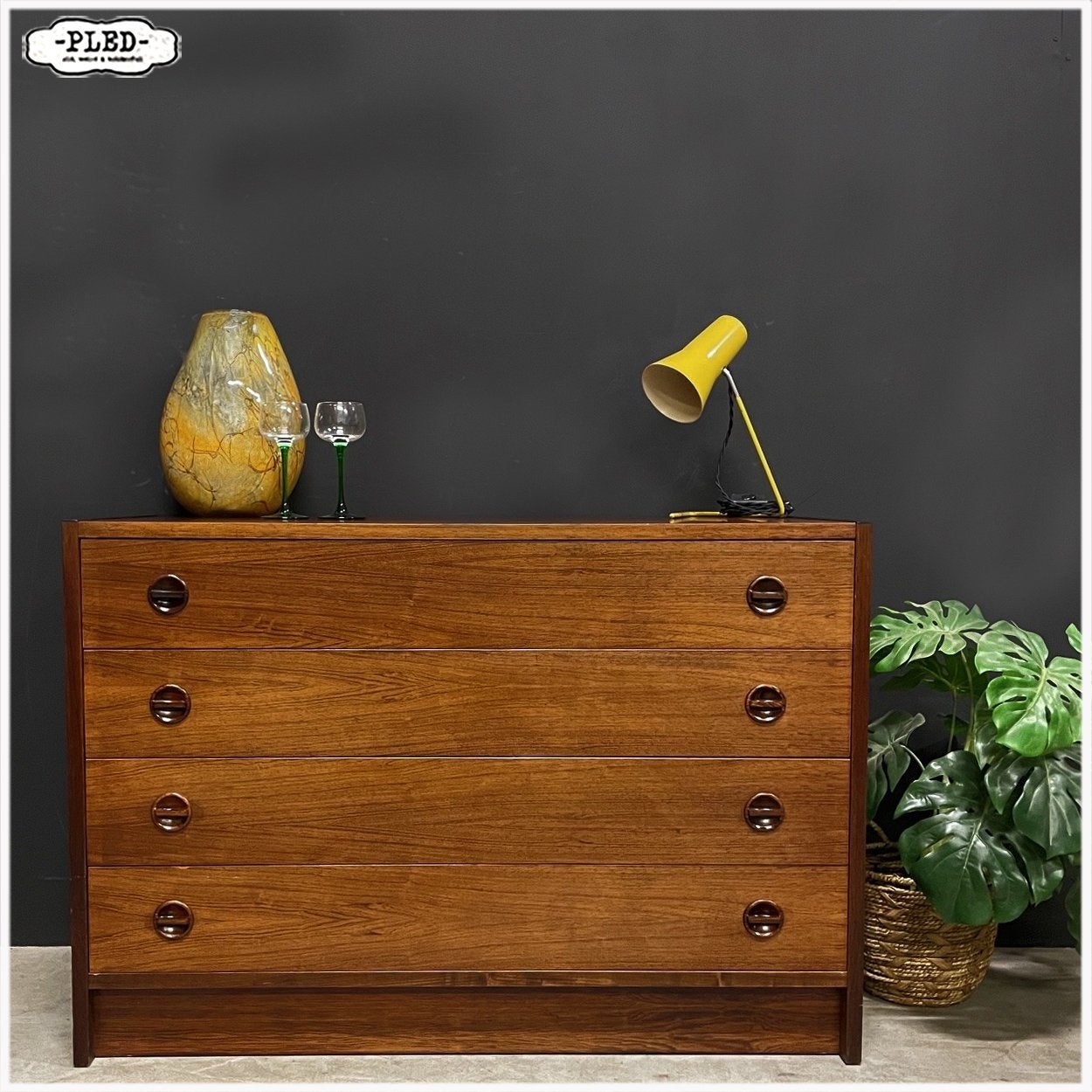 Vintage Deens ladekastje Kast Commode, Overige materialen, Gebruikt, 50 tot 100 cm, 3 of 4 laden