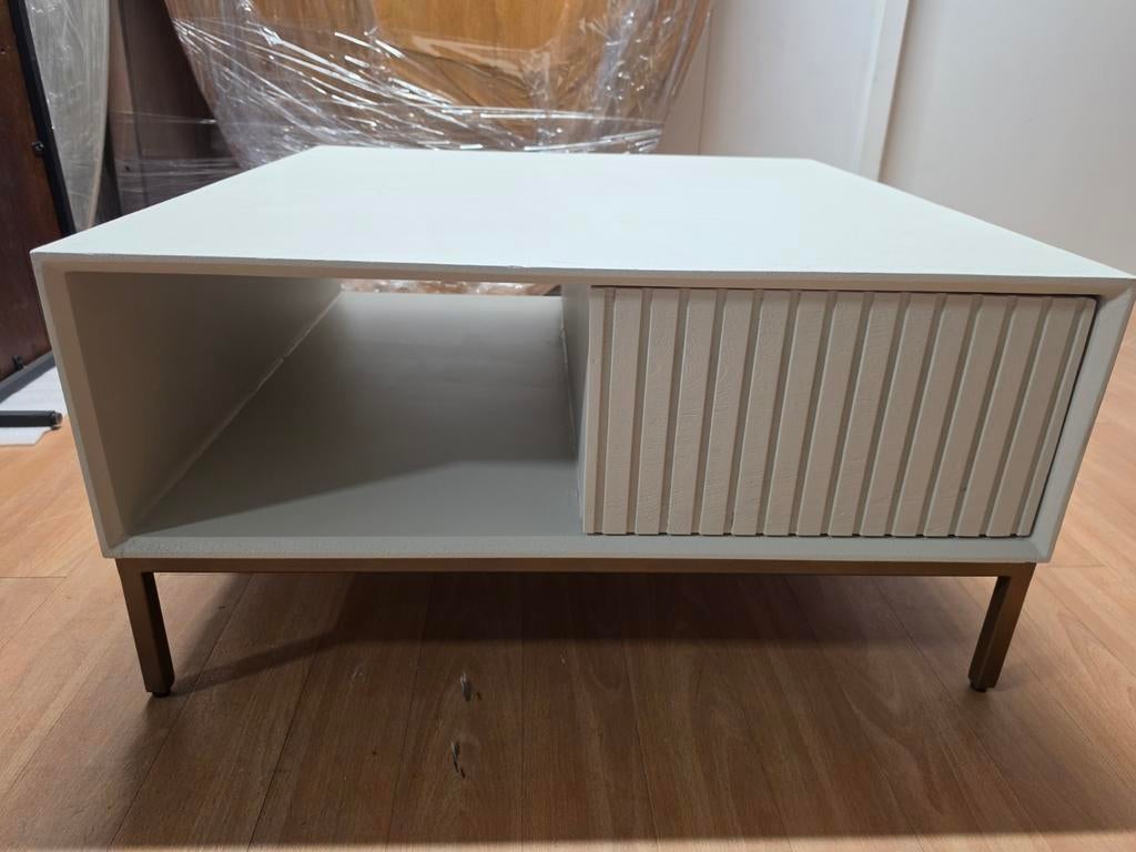 Salontafel Madison sand 80 cm met 2 push-to-open lades, Ophalen, Madison, Overige materialen, Vierkant