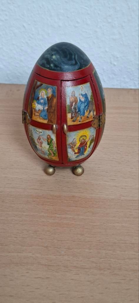 Religieus beschilderd ei., Antiek en Kunst, Curiosa en Brocante, Ophalen of Verzenden