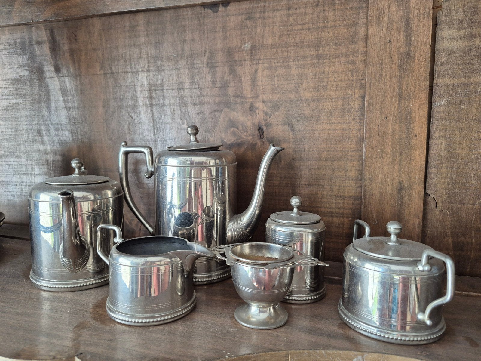 Antieke verzilverde theeservies set, Antiek en Kunst, Ophalen of Verzenden
