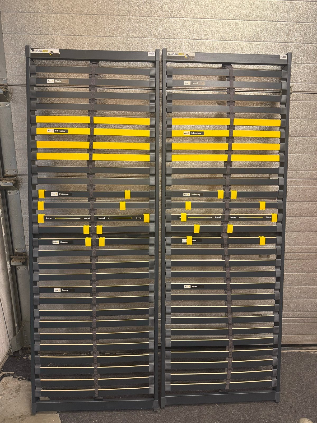 2x Bossflex 40b lattenbodems 70x200 cm - Zo goed als nieuw, Ophalen, Verstelbaar, 70 cm of minder, Tweepersoons