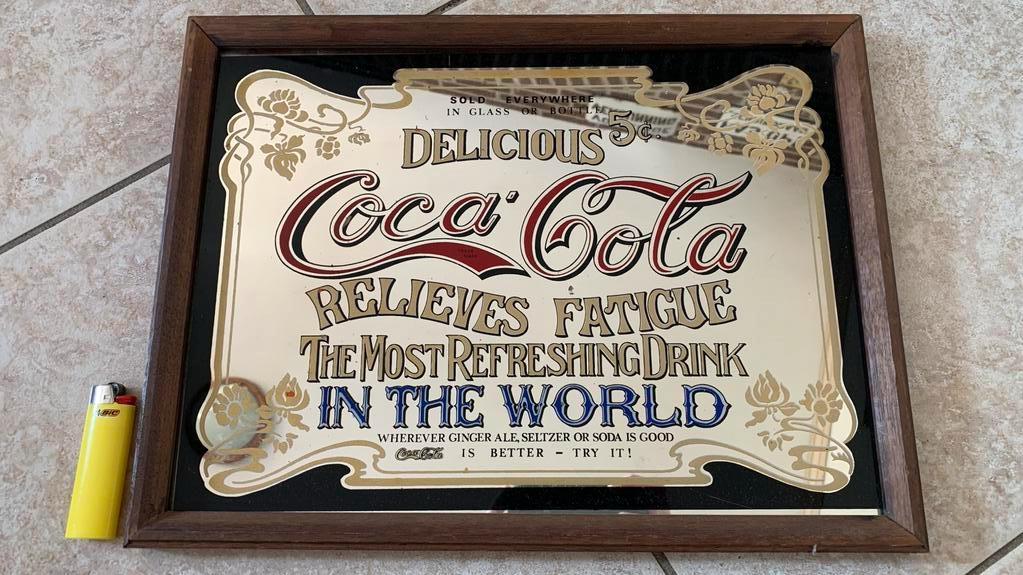 Te koop: Coca Cola Spiegel., Ophalen, Rechthoekig, Minder dan 50 cm, Minder dan 100 cm