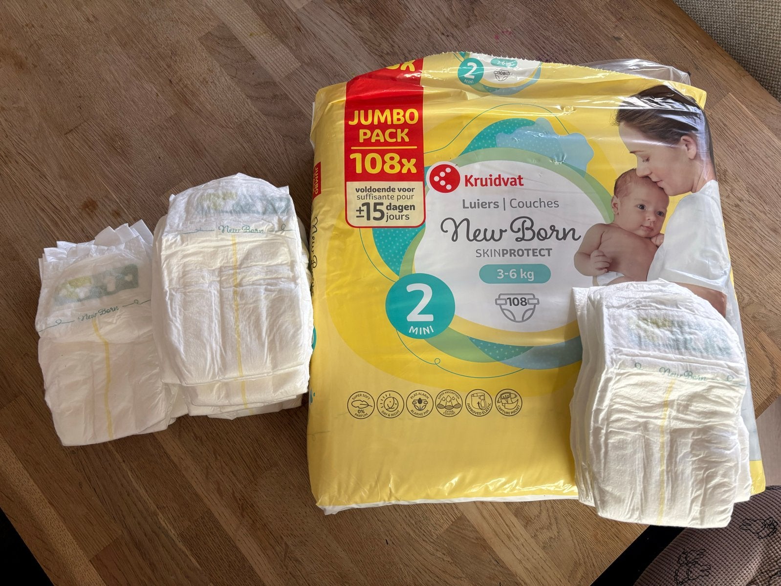 Kruidvat New Born Luiers Maat 2 (3-6 kg) - Jumbo Pack, Ophalen, Nieuw