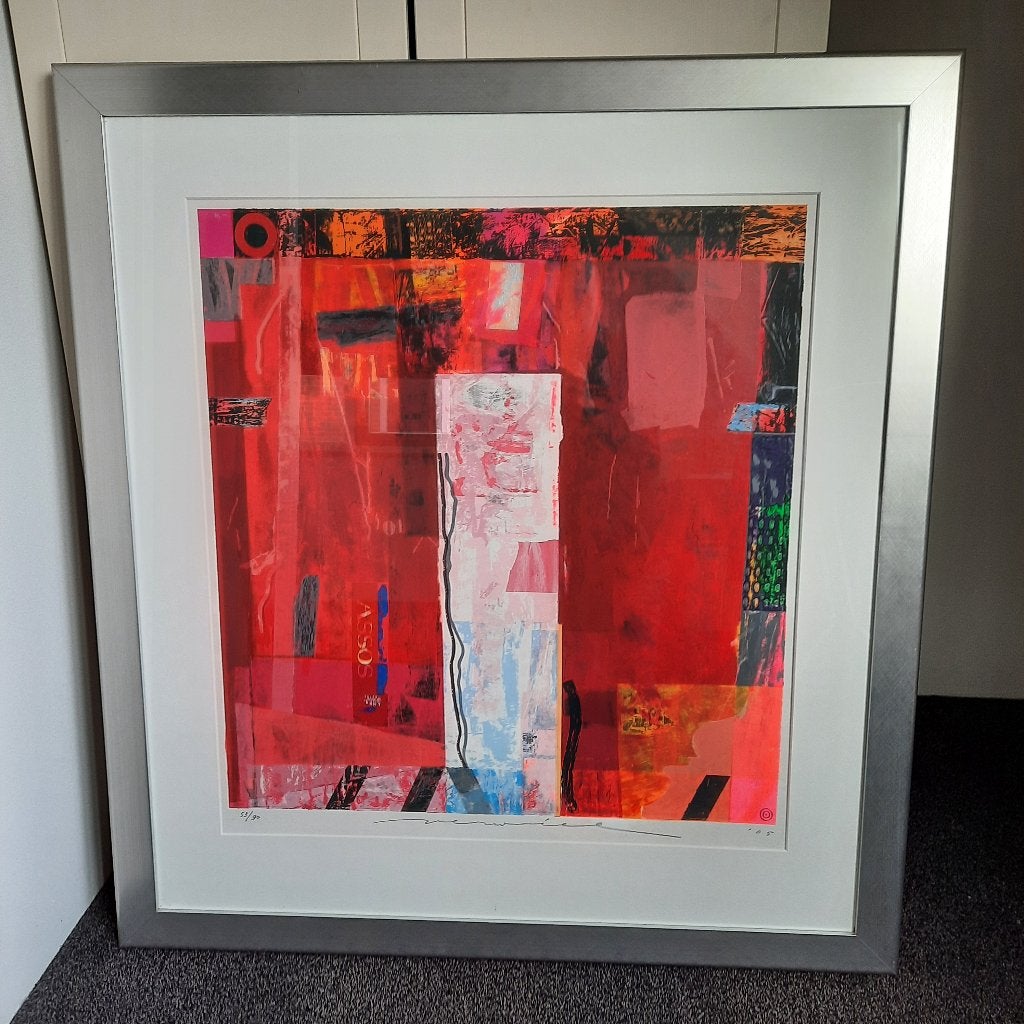 Abstracte zeefdruk ingelijst van Jos Verwiel, Zeefdruk, Gelimiteerde oplage, Abstract, Ophalen