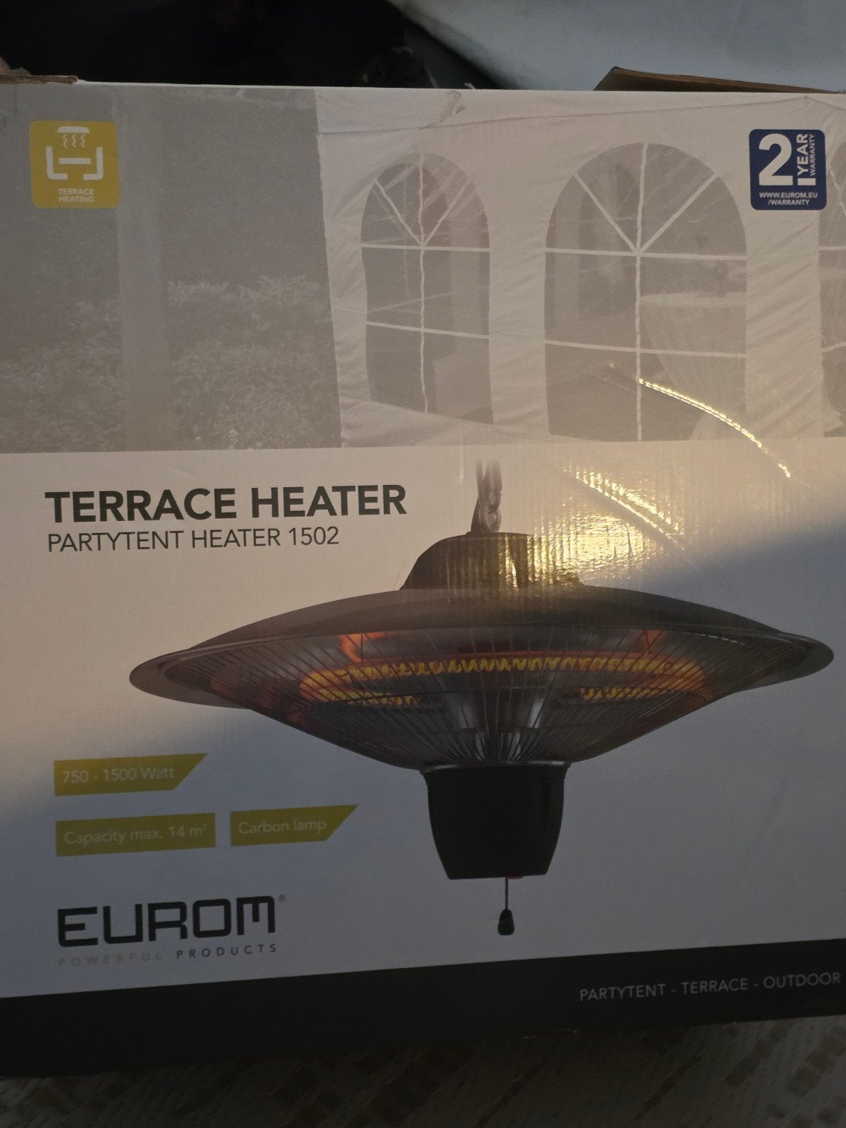 Elektrische Terrasverwarmer, Tuin en Terras, Ophalen, Zo goed als nieuw, Elektrisch, Plafond