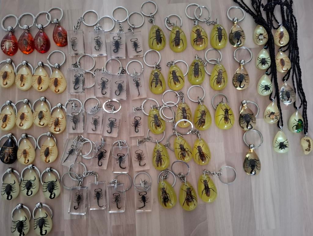 Sleutelhangers en kettingen met insecten en schorpioenen, Verzamelen, Ophalen of Verzenden, Gebruikt