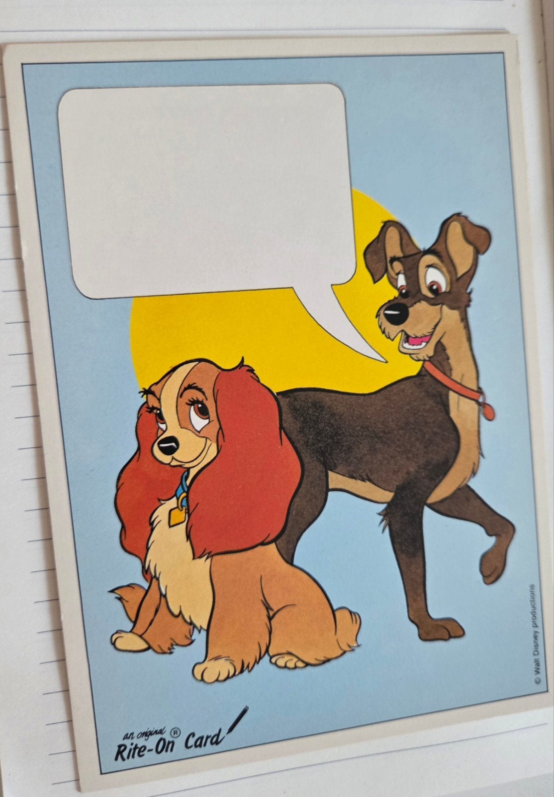 Vintage Disney Lady en de Vagebond Ansichtkaart, Verzamelen, Ansichtkaarten | Themakaarten, Verzenden, 1960 tot 1980, Ongelopen