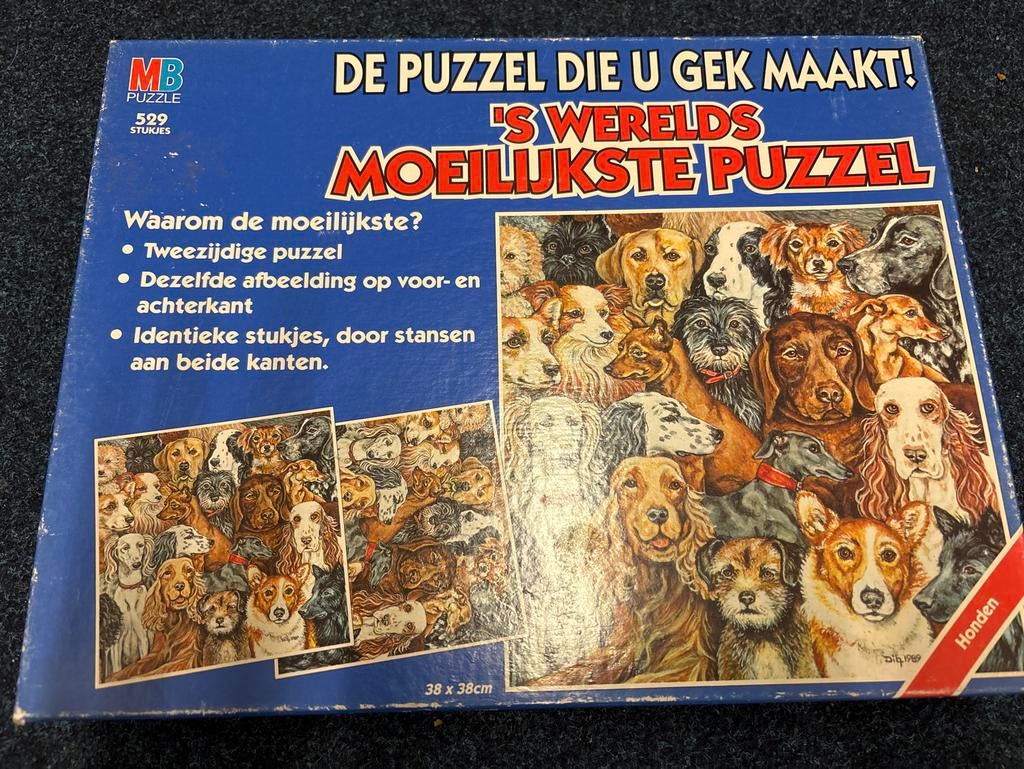 MB 's Werelds Moeilijkste Puzzel - Honden (529 stukjes), Ophalen of Verzenden, 500 t/m 1500 stukjes, Gebruikt, Legpuzzel