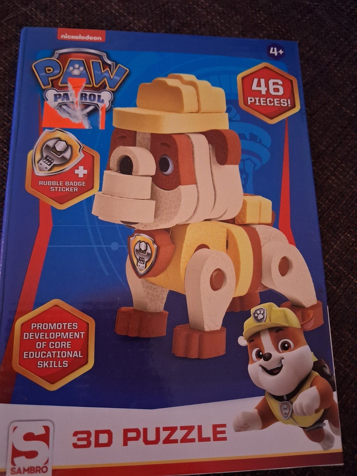 Paw Patrol 3D Puzzel Rubble - 46 Stukjes, Ophalen of Verzenden, 10 tot 50 stukjes, Nieuw, 4 tot 6 jaar