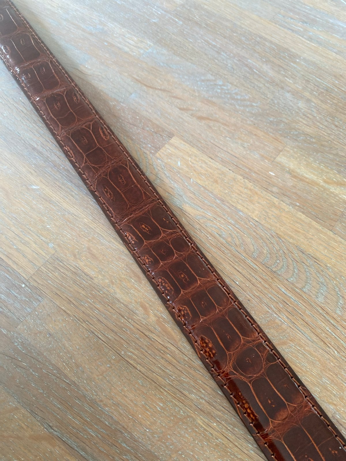 Roodbruine Italiaanse Krokodillenleren Riem 140 cm, Bruin, Verzenden, Echt leder, Nieuw
