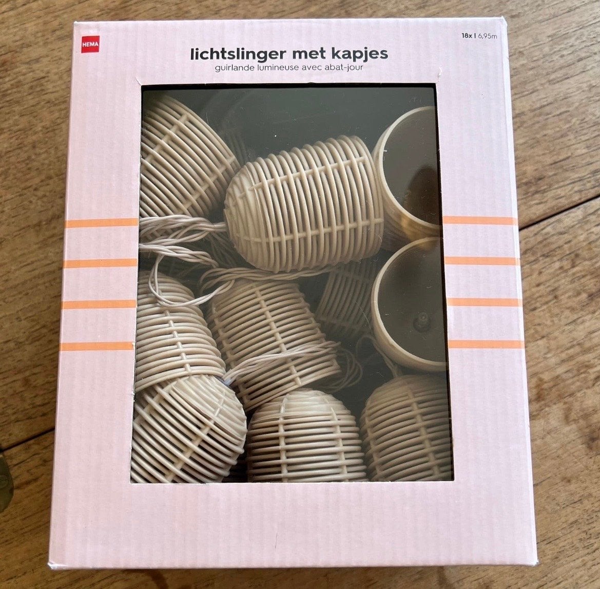 Hema Lichtslinger met kapjes - Binnen & Buiten, Huis en Inrichting, Overige merken, Natuurlijk materiaal, Beige, Nieuw