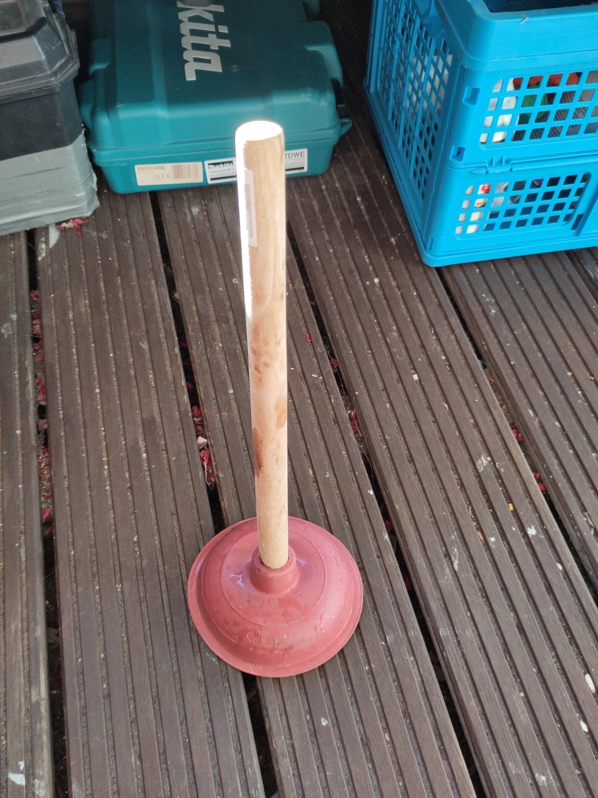 Ontstopper met houten steel, Ophalen, Gebruikt