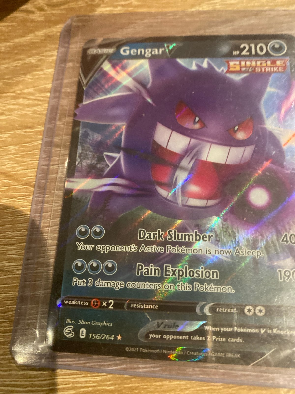 Gengar V Pokémon Kaart - Full Art Holo 156/264, Ophalen of Verzenden, Zo goed als nieuw, Losse kaart, Foil