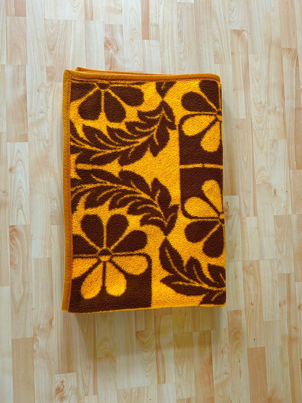 Vintage dralon deken oranje en bruin, Gebruikt, 200 cm, Plaid, 150 cm