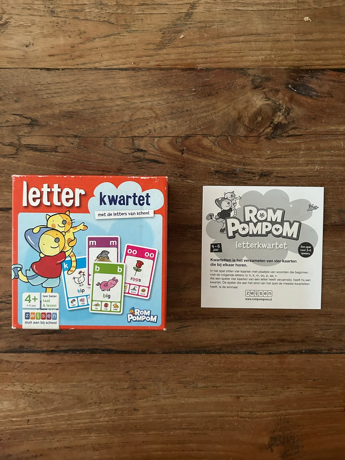 RomPomPom Letterkwartet - Leerzaam kaartspel, Ophalen, Zo goed als nieuw, Overige typen