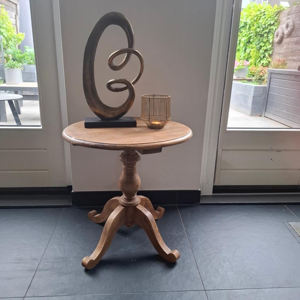 Ronde houten wijntafel - diameter 50 cm, hoogte 51 cm, Gebruikt, Rond, Hout, Ophalen
