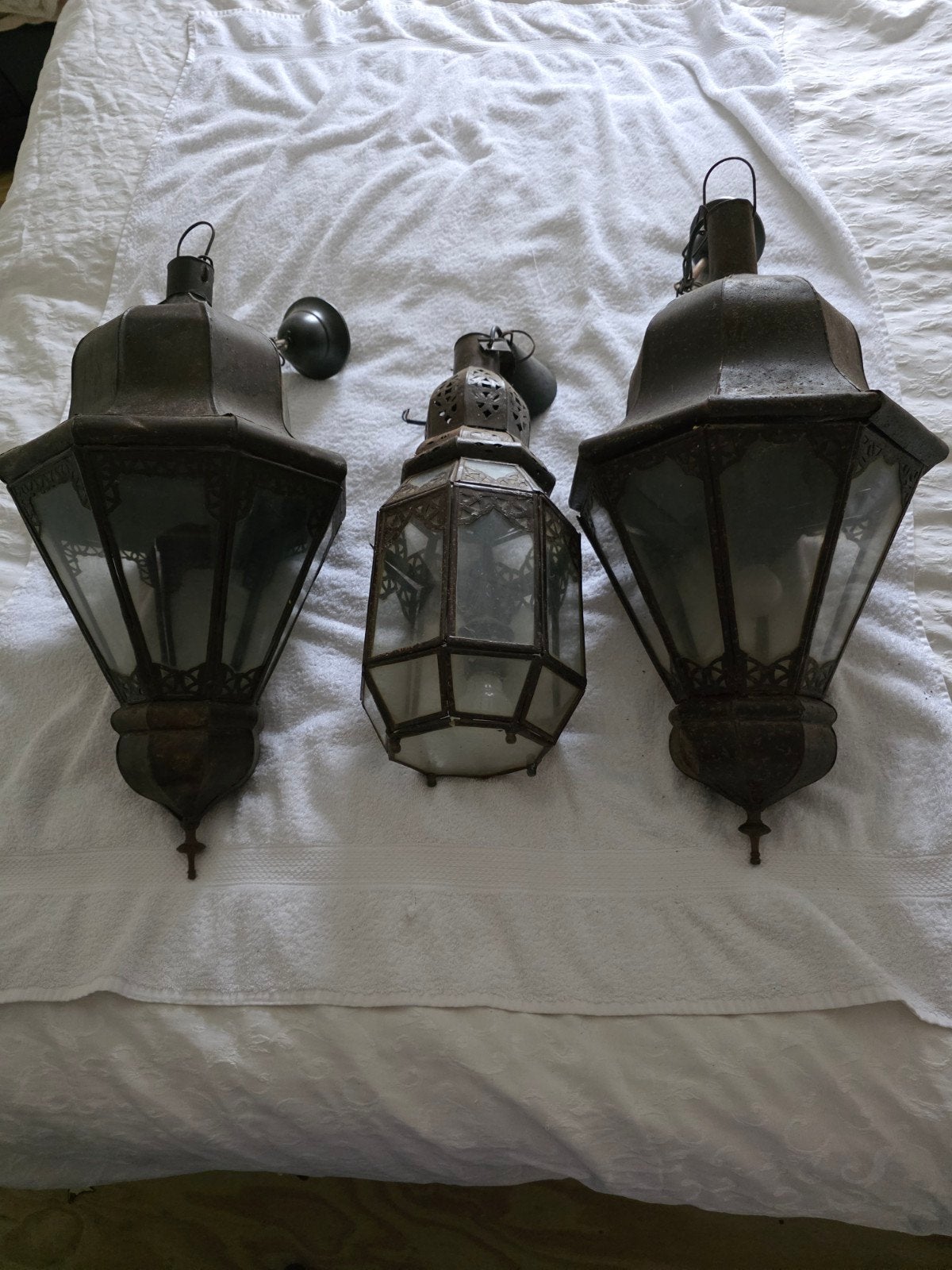 3 Hanglampen oosterse look, Ophalen, Glas