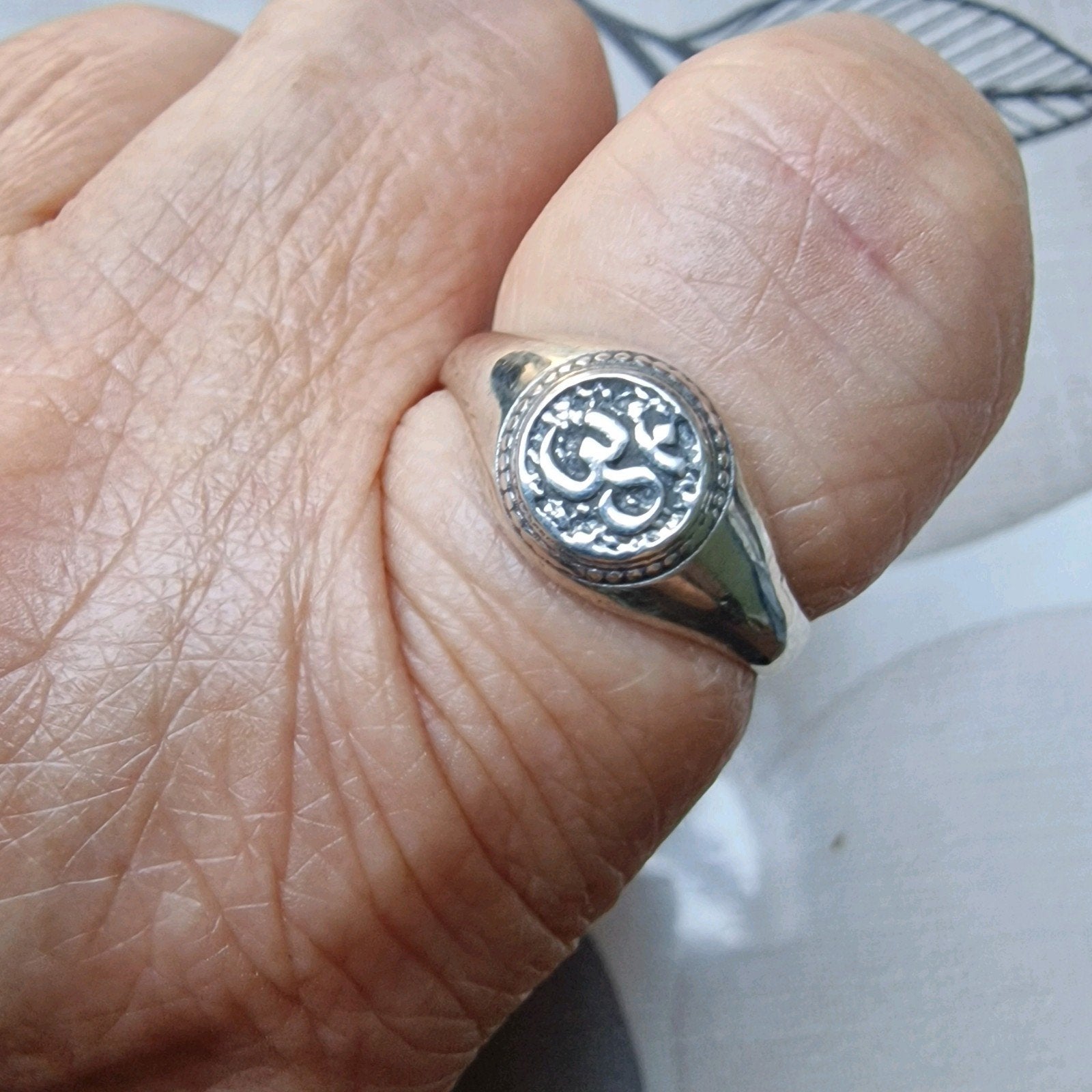 Zilveren Ohm Ring, Gebruikt, 19 tot 20, Ophalen of Verzenden, Dame of Heer