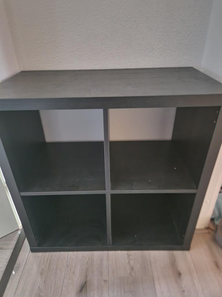 IKEA KALLAX open kast, zwartbruin, 77x77 cm, Ophalen, Met plank(en), 50 tot 100 cm, Zo goed als nieuw