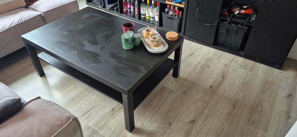 Zwarte Salontafel met Onderplaat - 118x78 cm, Gebruikt, 100 tot 150 cm, Rechthoekig, Overige houtsoorten