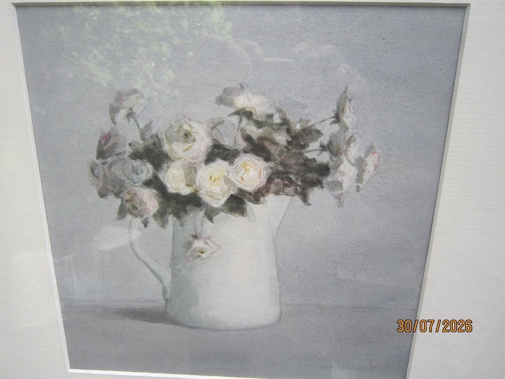 Maarten (mart) Kempers, Mooie subt Graf werk  Rozen in Vaas, Expressionistisch, Aquarel, Papier, Ophalen