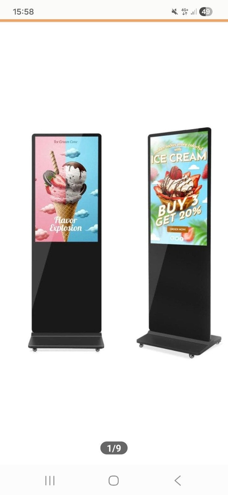 Advertentie scherm - Reclame scherm - display - 75INCH 190cm, Overige merken, LED, 50 Hz, Nieuw
