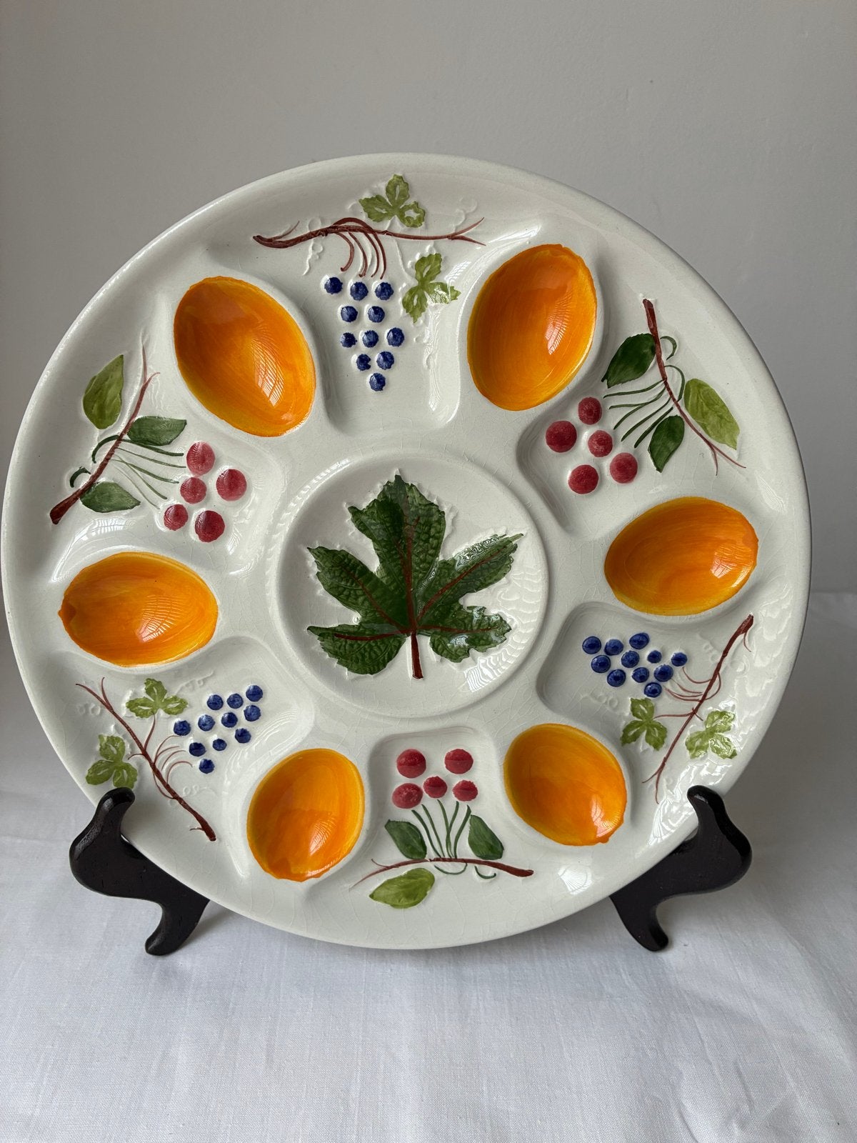 Vintage Italiaanse Oesterschaal met Fruitdecor, Ophalen of Verzenden